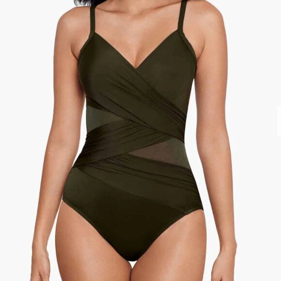NWT Miraclesuit Mystique One Piece in Nori Green Size 10 - Picture 2 of 7